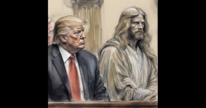 Internet in splits as Donald Trump shares fan-made court sketch of him sitting next to Jesus