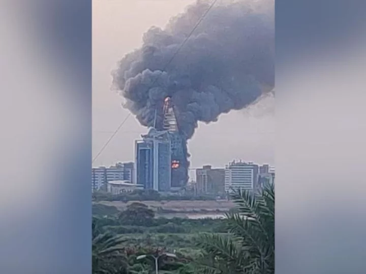 Landmark buildings ablaze in Khartoum as Sudan fighting erupts