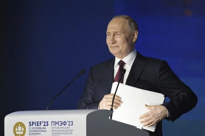 Putin touts Russian economy as Western investors steer clear of St. Petersburg event