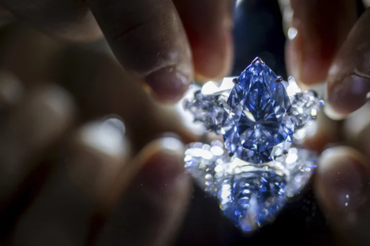 Blue diamond sells for more than $44 million at Christie's auction in Geneva