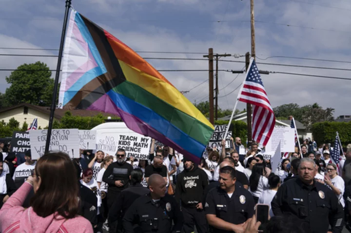 Protests erupted outside Los Angeles elementary school's Pride month assembly