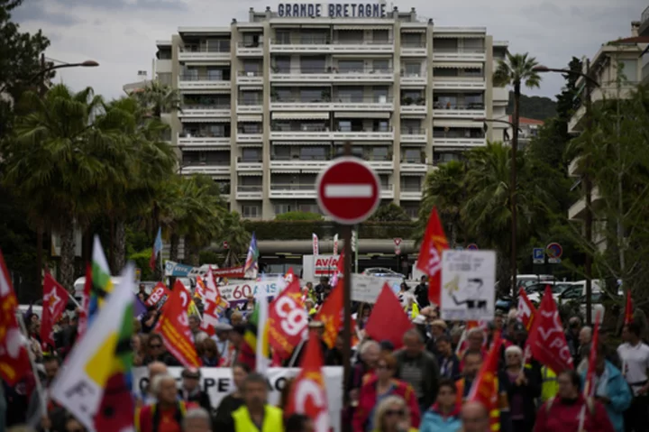 France pension protest held on outskirts of Cannes Film Festival