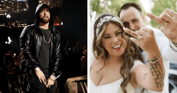 ‘He wasn’t going to miss that’: Eminem walks eldest daughter Alaina Scott down the aisle at her wedding