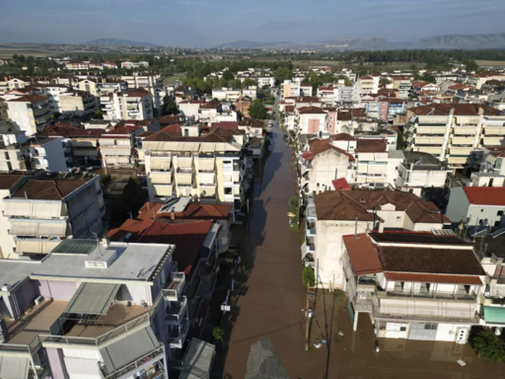 Evacuation orders for areas in central Greece as a river bursts its banks and floodwaters rise