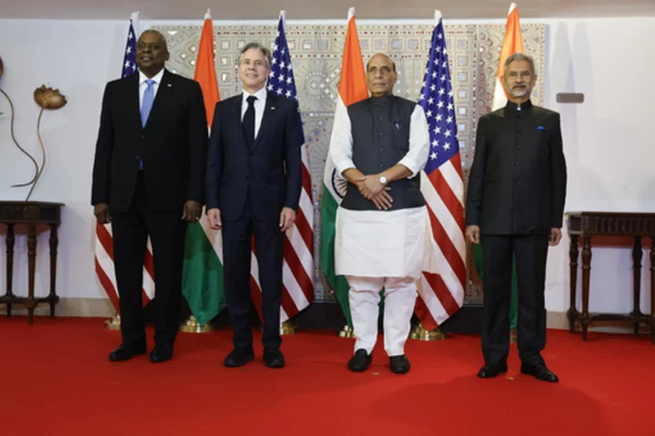 Top US and Indian diplomats and defense chiefs discuss security issues, Israel-Hamas war