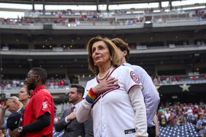 Former Speaker Pelosi throws out first pitch at Nationals' Pride night