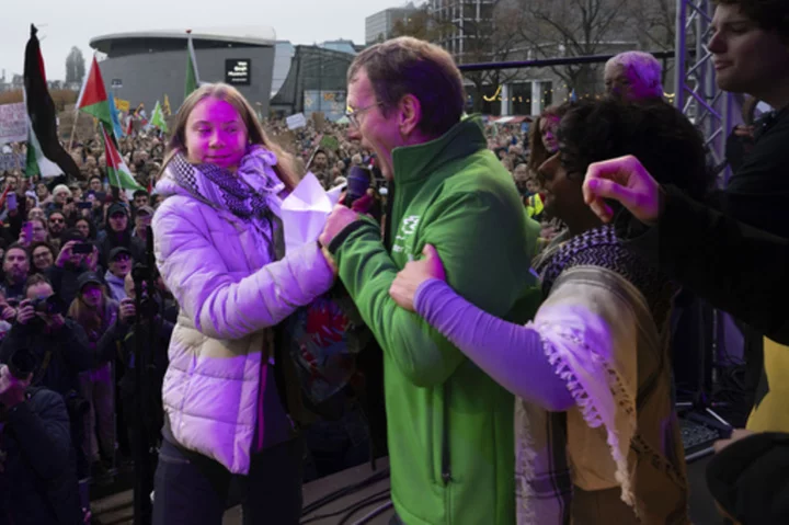 Greta Thunberg is interrupted at Dutch climate march after inviting Afghan, Palestinian on stage