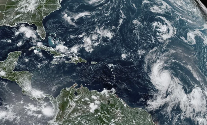 Hurricane Lee charges through open Atlantic waters as it approaches northeast Caribbean