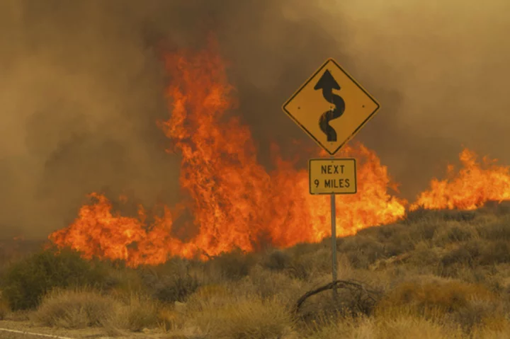 Crews are battling 'fire whirls' in California's Mojave Desert